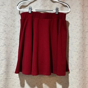 Red Plus-Size Skater Skirt / Skort with Inner Side Pocket